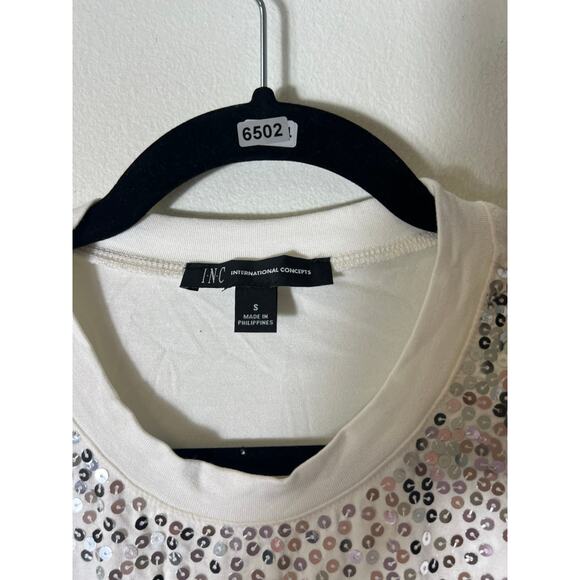 NWT International Concepts White Long Sleeve Sequenced Top Sz S - Picture 3 of 4